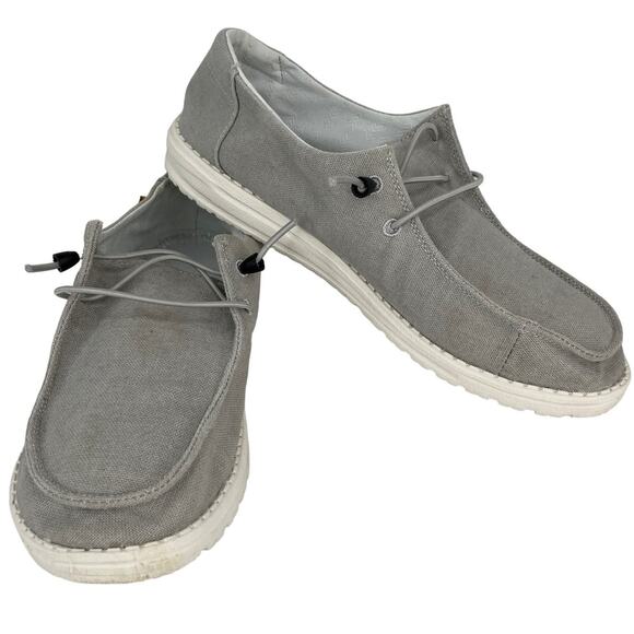 Hey Dude Wendy Chambray Light Grey 10 Slip On Shoes - Picture 1 of 10